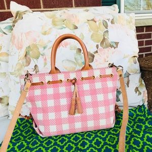 Dooney & Bourke Light Pink Plaid Tassel HandBag